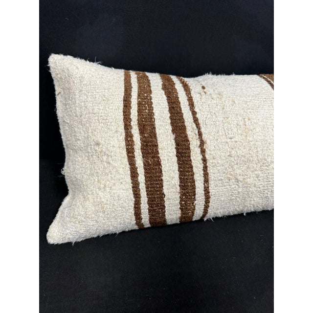 Turkish Hemp Pillow Cushion Natural Beige Brown Cushion Cover 14"x40" #30481 Enhance your home decor with our Kilim Pillow...