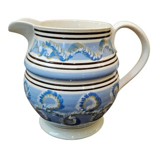 The Wiggly Wonder: Gilded Age Mocha Jug With Psychedelic Earthworm Stripes For Sale