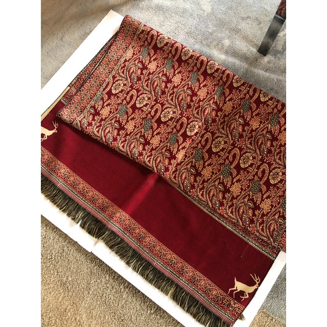Vintage Paisley Throw With Fringes From Egypt For Sale - Image 4 of 8