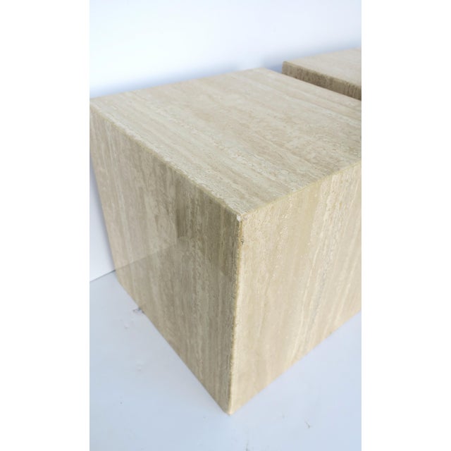 Italian Travertine Marble End Tables, Pair For Sale - Image 12 of 17