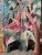 Wood Original 1950s MCM Hand Painted Flamingo Tropical 5 Panel Carved Wood Room Divider For Sale - Image 7 of 14
