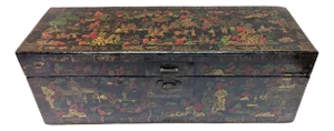 Antique Chinoisiere Lacquered Box Qing Dynasty