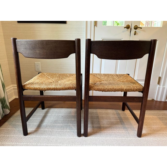 Textile Pair of Cees Braakman Rush Seat Dining Chairs, 1960s For Sale - Image 7 of 12