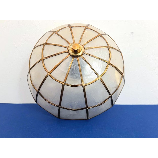Mid-Century Modern Mid Century Capiz Shell Flush Light For Sale - Image 3 of 15
