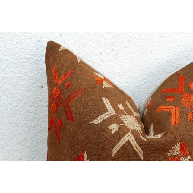 Eternal Flowers, Antique Phulkari Pillow Cover For Sale - Image 4 of 6