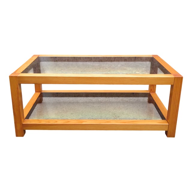 Side Table in Wood and Tinted Glass, 1980s For Sale