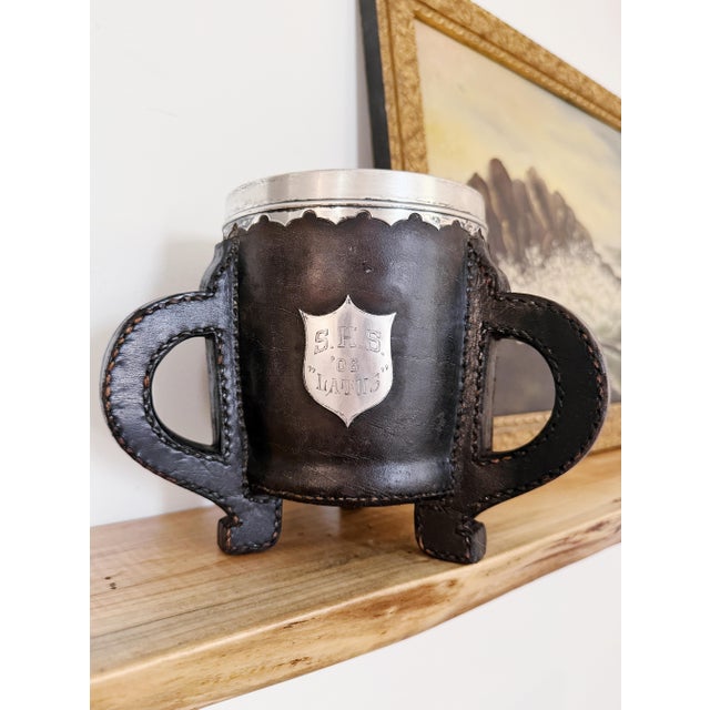 1908 Sterling Silver, Leather, and Copper Horse Show Trophy Cup For Sale - Image 10 of 11
