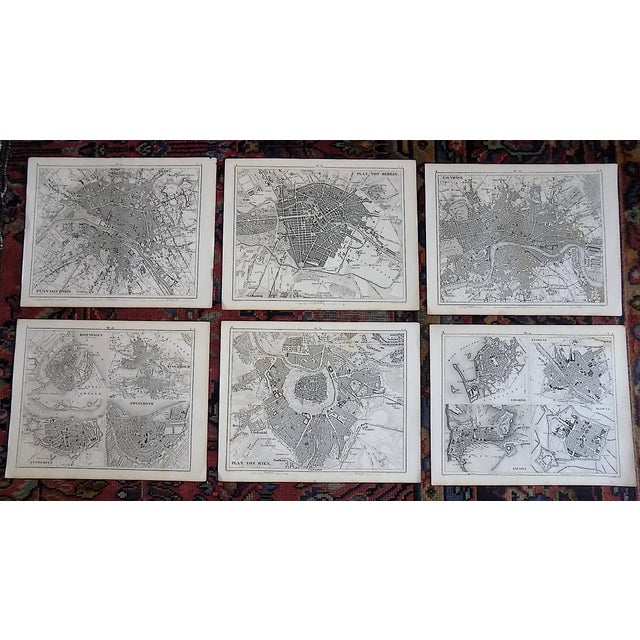 Black Authentic Antique 19th C. Map Lithographs of Major European Cities - Set of 6 For Sale - Image 8 of 8