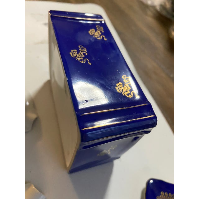 French Porcelain Jewelry/Keeping Box & Ash Tray Set 4 For Sale - Image 10 of 11
