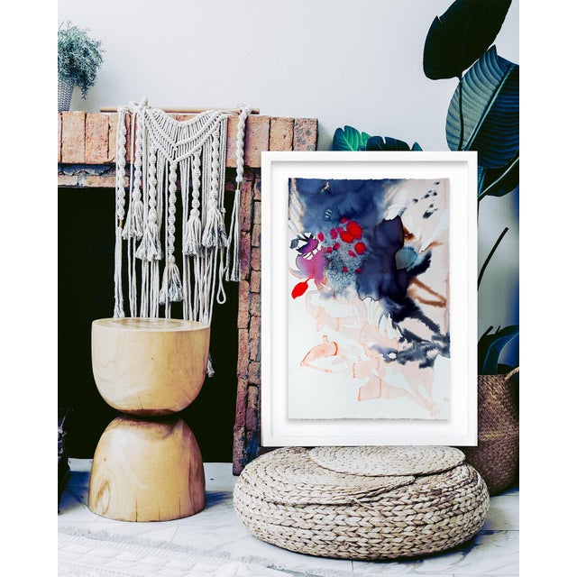 2020s Watercolor Flower, Abstract Botanical Painting, Plant Art "Bluet One" For Sale - Image 5 of 5