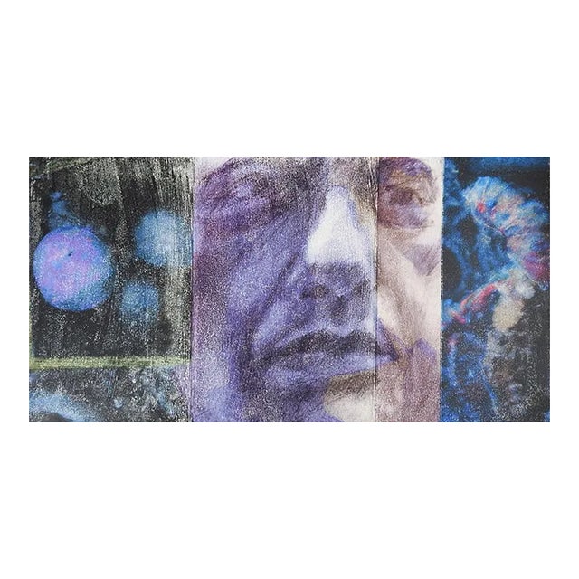 Late 20th Century Abstract Portrait Mixed Media Painting For Sale