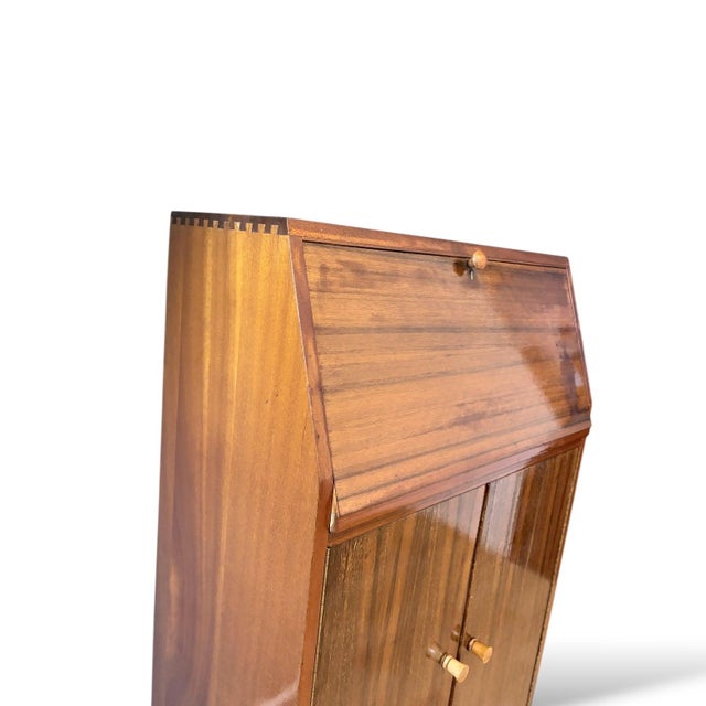 Wood Mid-Century Modern Teak and Walnut Bureau Desk by Morris of Glasgow, 1970s For Sale - Image 7 of 12