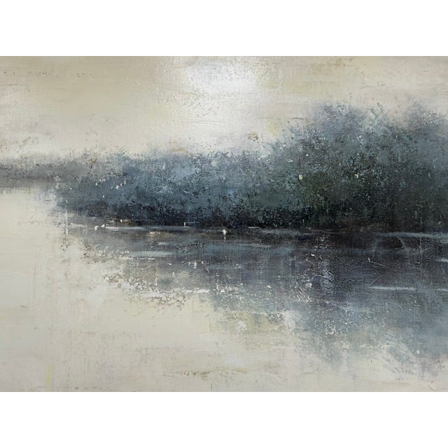 Moody Abstract River Reflection Painting - Large Canvas For Sale In Atlanta - Image 6 of 9