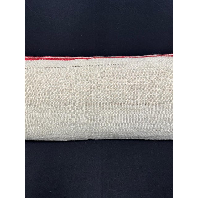 Contemporary Turkish Hemp Pillow Cushion Natural Beige Red Cushion Cover 14x40 For Sale - Image 3 of 4