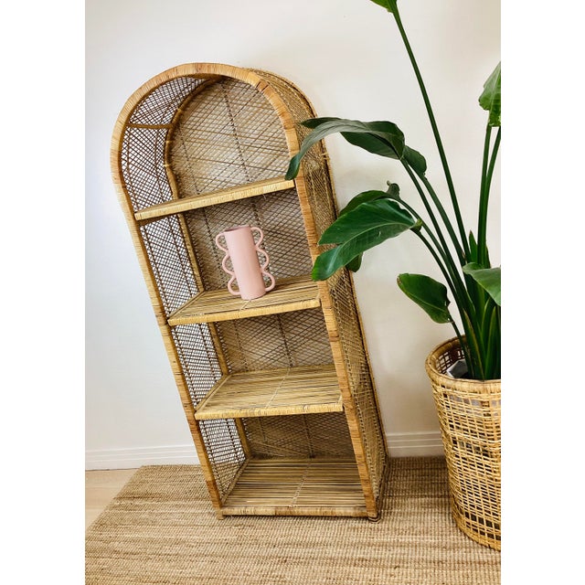 Vintage 1970s Rattan Wicker Boho Shelf For Sale - Image 10 of 11
