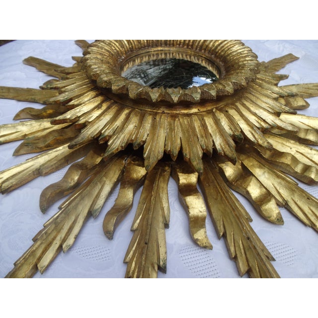 Antique Wooden Sun Mirror in Original Frame, 1890s For Sale - Image 14 of 15