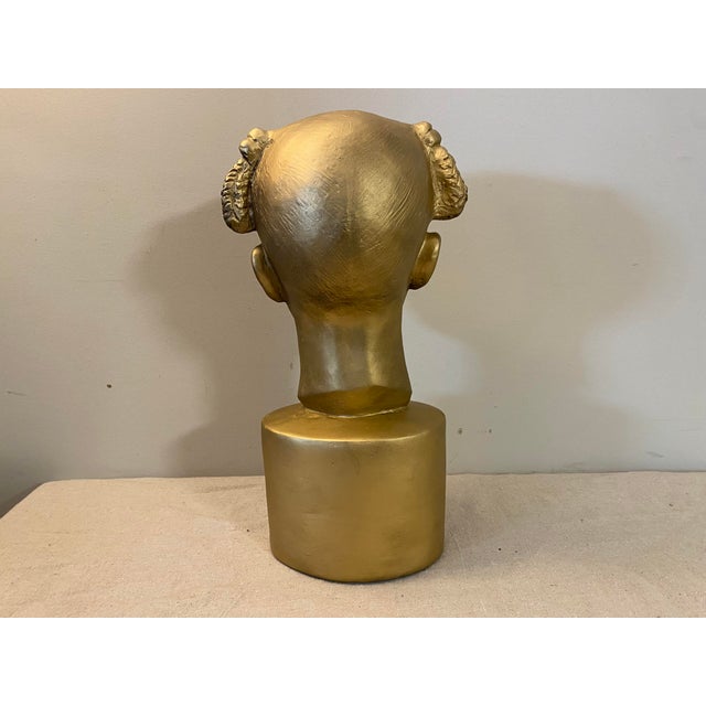 Gold Painted Cast Chalkware Sculpture "The Golden Child" Signed Circa 1994 For Sale - Image 8 of 12