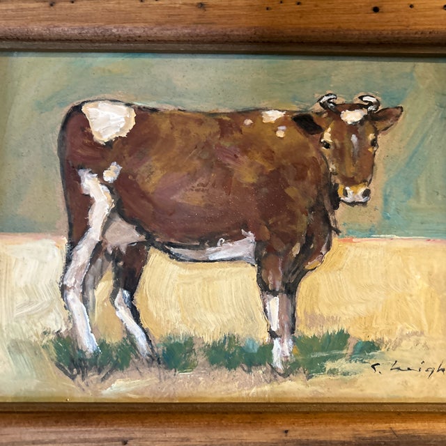 Contemporary original rustic cow painting by Stephen Heigh. Signed and framed. Measures 10x7 / 13.5x10.5 framed. Check out...