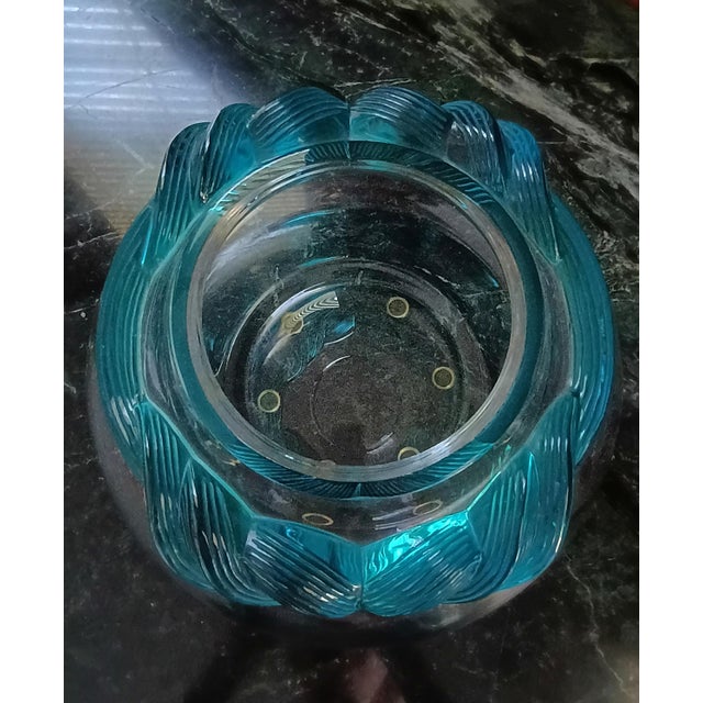 1990s Lalique Large Cyrus Frosted Crystal Coupe Bowl Centerpiece Art Deco For Sale - Image 10 of 12