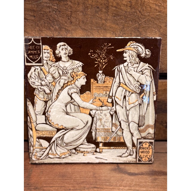 Late 19th Century Antique Minton China Works Tile Set c.1880 Sir Walter Scott Waverley Scenes For Sale - Image 5 of 14