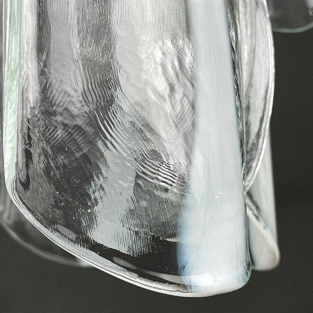 1960s Mazzega White Murano Glass Floral Chandelier For Sale - Image 9 of 12