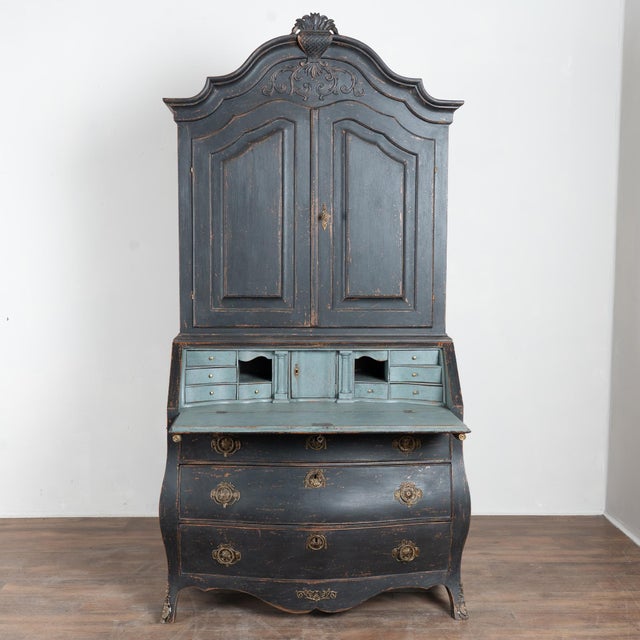 Mid 19th Century 19th Century Danish Black Painted Oak Secretary Bureau For Sale - Image 5 of 18