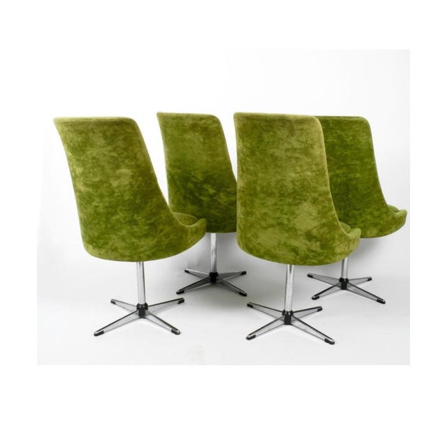 Mid-Century Modern Mid-Century Modern Space Age Dining Chairs with Green Velvet Fabric from Interlübke, 1968, Set of 4 For Sale - Image 3 of 10