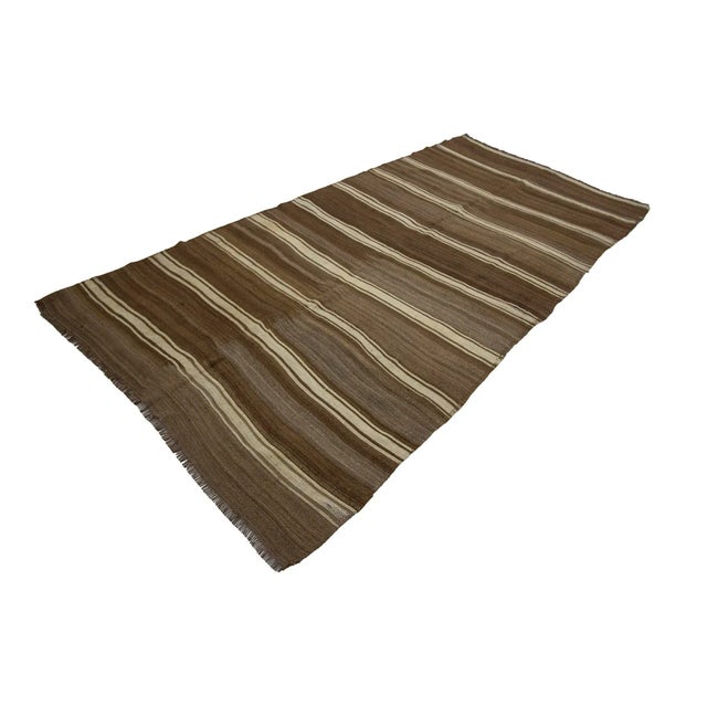 Vintage Turkish Brown Natural Wool Kilim Rug - 5′1″ × 10′ For Sale - Image 4 of 7