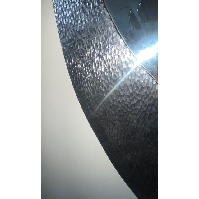 Pair of American Contemporary Hammered Metal Consoles With Mirrors & Marble Tops For Sale In Los Angeles - Image 6 of 12