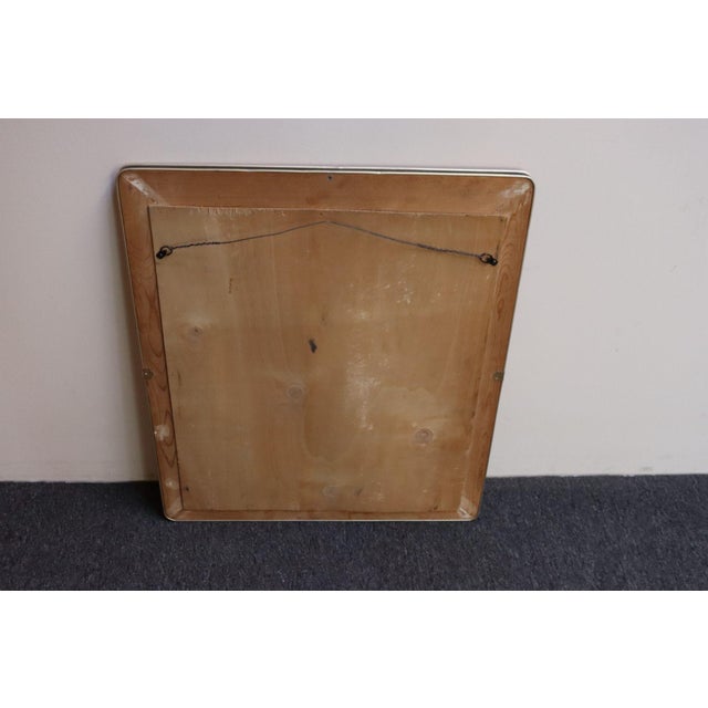 Vintage Umberto Mascagni Upholstered Wall Mirror With Leather and Brass Border For Sale - Image 4 of 18