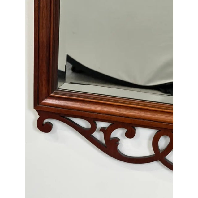 Traditional Baker Georgian Chippendale Carved Mahogany Wall Mantel Mirror Fretwork Crest For Sale - Image 3 of 11