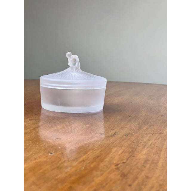 Lalique Vintage Lalique France Ballerina Frosted Crystal Covered Powder Box For Sale - Image 4 of 12