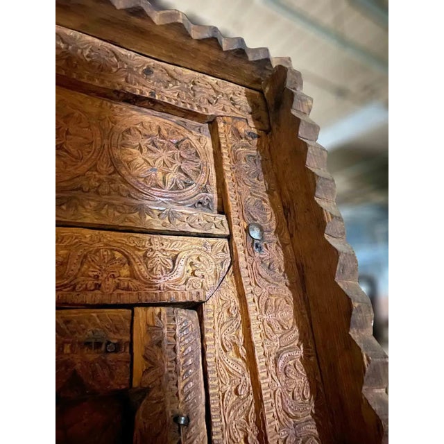 Brown Antique Carved Teakwood Doors in Frame For Sale - Image 8 of 10