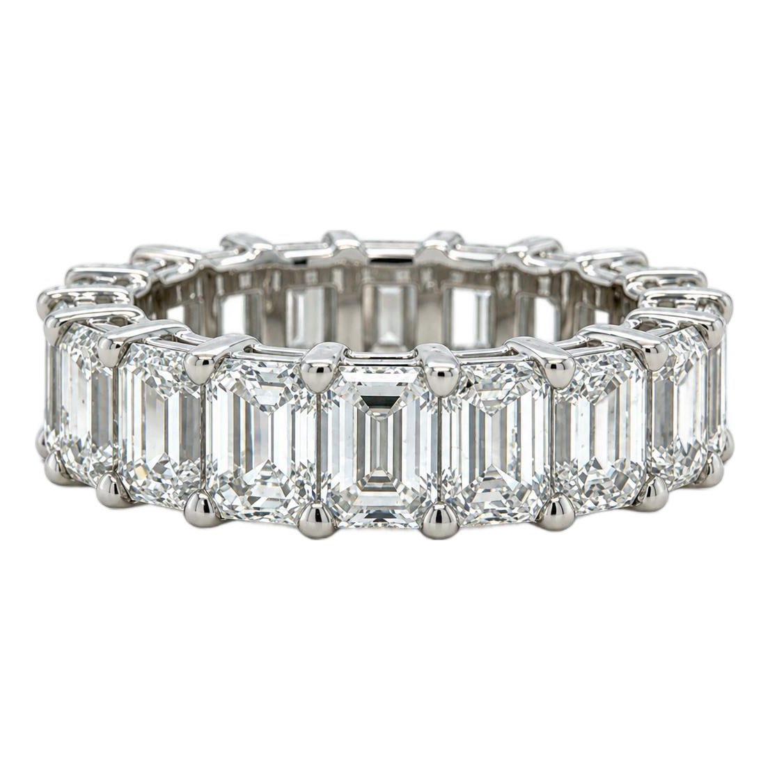 Gia 9.12 Carats Emerald Cut Diamond Eternity Band, Platinum, Size 6 1/2 ...