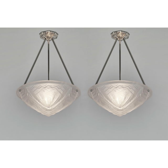 1930s French Art Deco Pendant Light by Hettier Et Vincent & Muller Freres France For Sale - Image 6 of 9