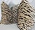Custom pair of 22" pillows covered in a tiger pattern cut velvet in brown. These pillows have tapered corners to prevent...