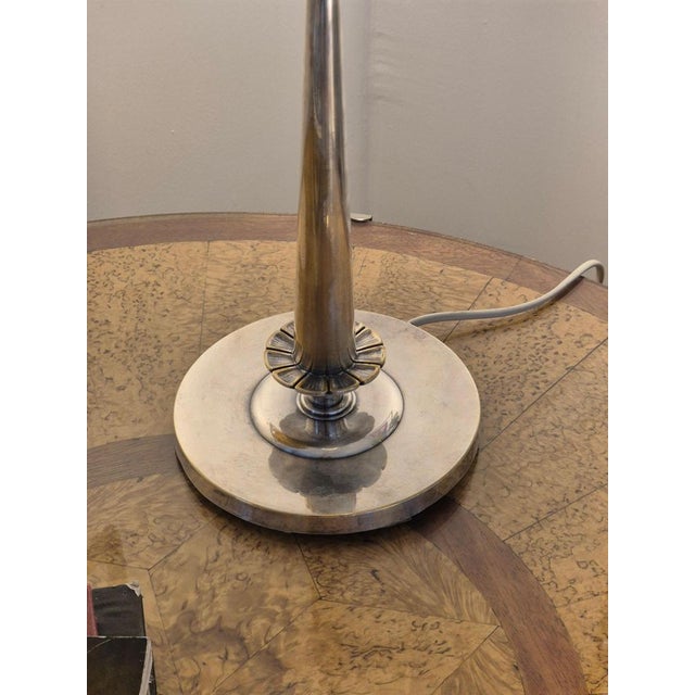 Metal Silver-Plated Table Lamp by Elis Bergh for CG Hallberg, 1920s For Sale - Image 7 of 9