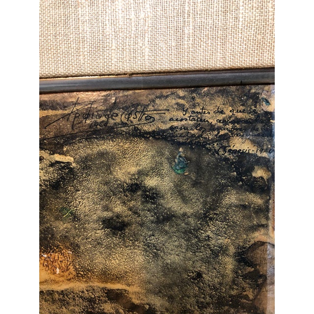 Abstract Expressionism Signed Castro Abstract Expressionist 1960s Latin American Oil Painting Collage, 1964 For Sale - Image 3 of 7