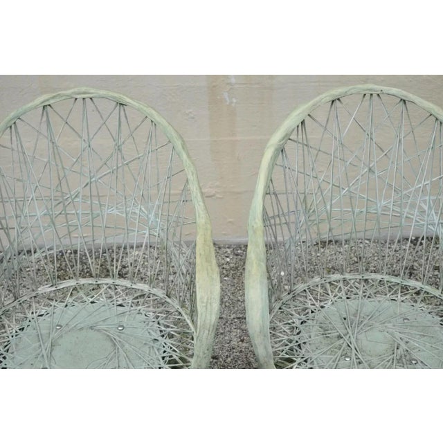 Mid 20th Century Mid 20th Century Russell Woodard Woven Spun Fiberglass Swivel Rolling Club Lounge Chairs & Ottoman For Sale - Image 5 of 12