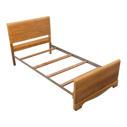 1960s Mid Century Modern Heywood Wakefield Style Blond Solid Maple Twin Bed Frame