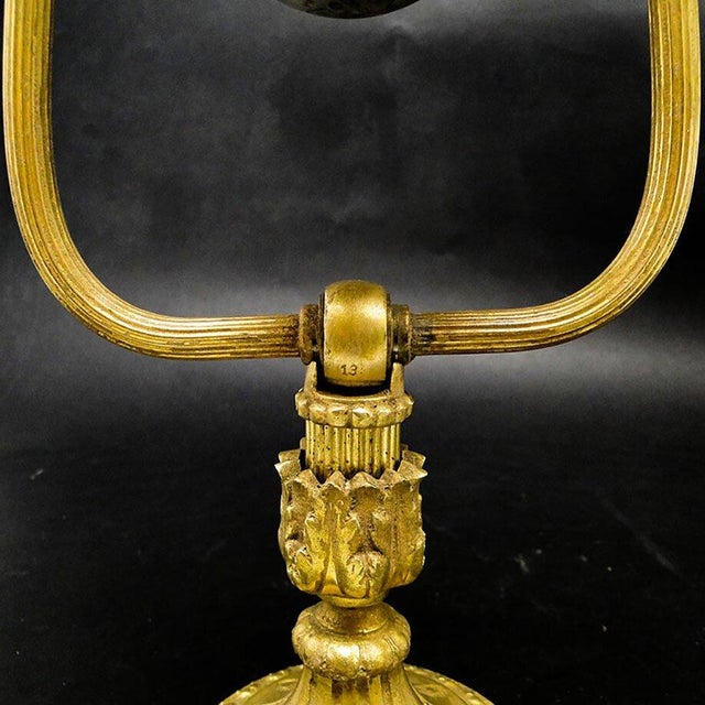 Empire Style Glass and Metal Desk Lamp, France, Early 20th Century, in Very Good conditions. Designed 1890 to 1919...