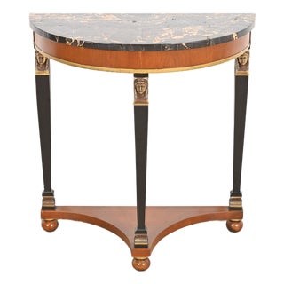 Empire Marble Top Demilune Console Table With Mounted Ormolu by Fine Arts Furniture Co. For Sale