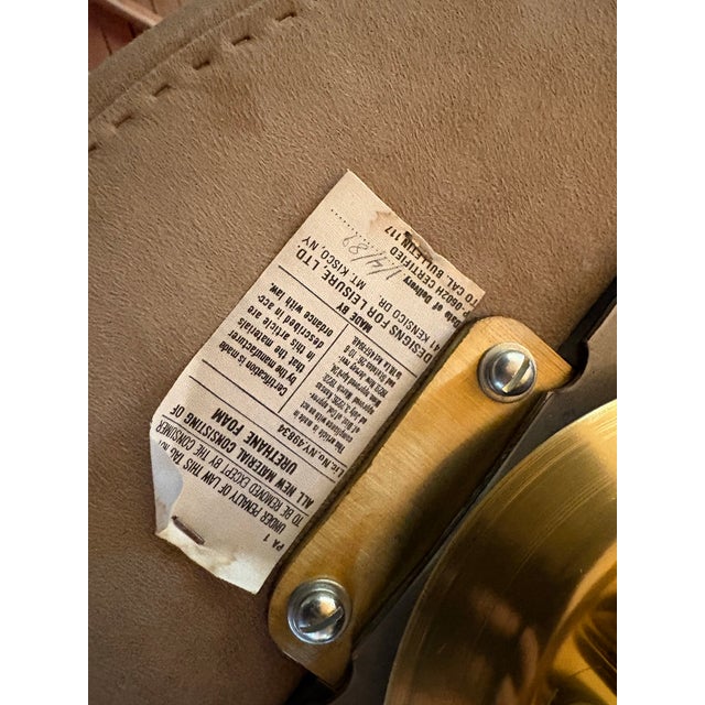 1980s Design for Leisure Tan Suede Barstool Set (2) For Sale - Image 4 of 5