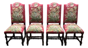 Late 20th Century Handwoven Floral Aubbuson French Dining Chairs - Set of 4