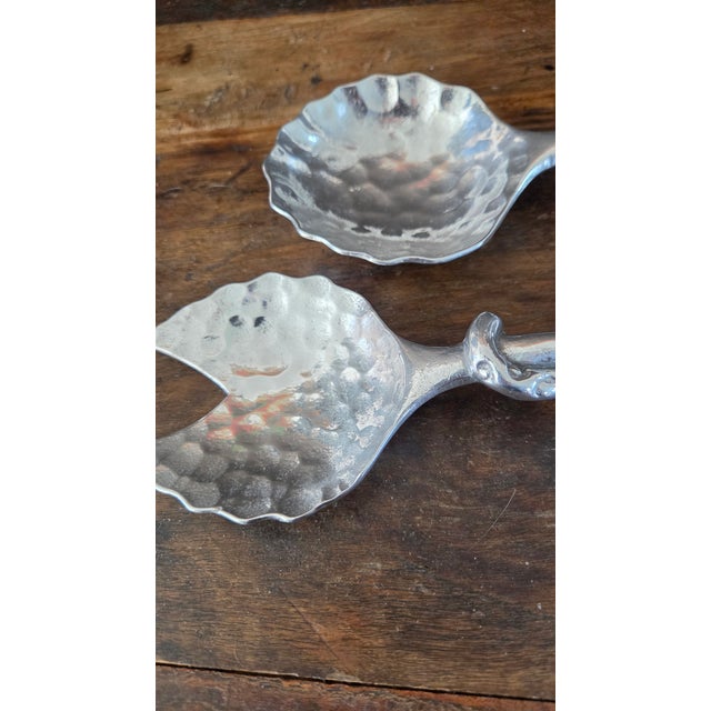 2000 - 2009 Arthur Court Jaguar Hammered 2 Aluminum Salad Servers with New in Box For Sale - Image 5 of 14