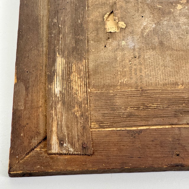 Antique Primitive Distressed Wall Mirror in Wood Frame With Peeking Color For Sale - Image 9 of 10