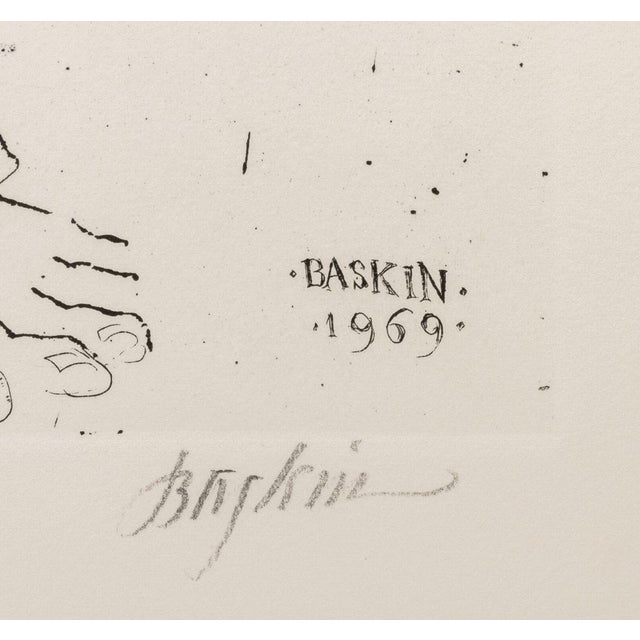Leonard Baskin Surrealist Figural Etchings, 3 For Sale - Image 10 of 16
