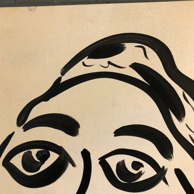 Original Vintage Robert Peter Keil Abstract Portrait Painting 24 X 36 For Sale - Image 4 of 6