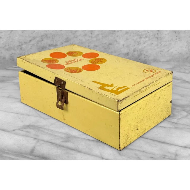 Mid-Century 1960's Boho Yellow & Orange Microscope Storage Display Box For Sale - Image 9 of 11