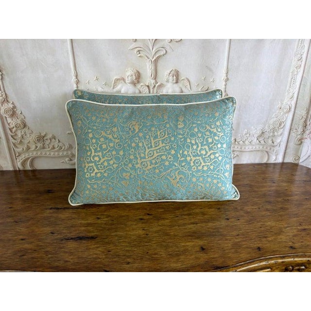 A pair of exquisite couture lumbar pillows that embody Venetian opulence and timeless sophistication. The front face is...
